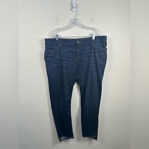 Eileen Fisher Dark Blue Ankle Jeans Organic Cotton Size 18 EUC Raw Step Hem